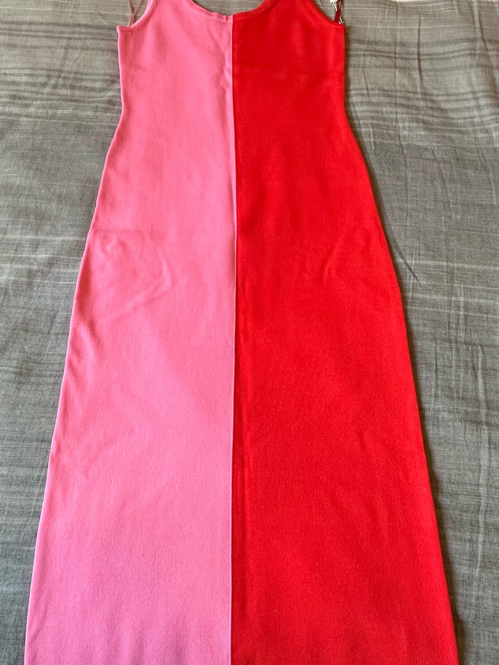 Ronny Kobo Pink and Red Split Maxi Dress